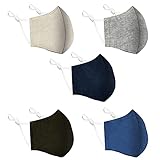 Cotton Face Mask 5 Pack | Handmade in UK Washable Reusable with Nose Wire | Filter Pocket | Adjustable Ear Loops | 3 Layers Cloth Face Masks for Women Men