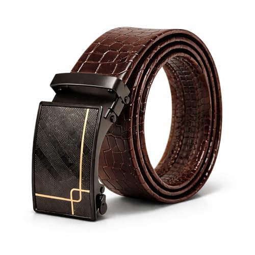 Image of Men's Auto Lock Belt with elegant design | Premium Vegan Leather | Adjustable Ratchet Belt | No Hole Design | Perfect Fit Waist 28-42 Inches for Office