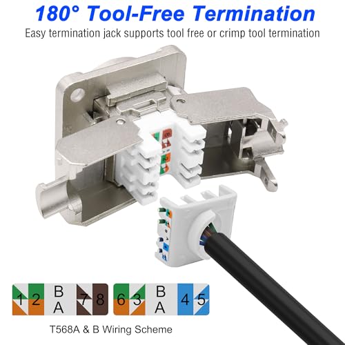 Conector RJ45 Cat6A para montaje en panel, adaptador blindado tipo D para racks de red 4