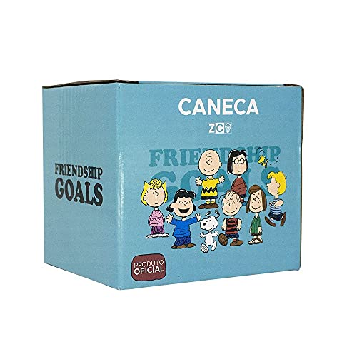 Caneca Alça Quadrada Snoopy Charlie Brown Friendship Goals Amizade