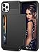 Vofolen Compatible with iPhone 12 Pro Max Case 5G Wallet Cover Credit Card Holder ID Slot Sliding Back Pocket Anti-Scratch Dual Layer Bumper Protective Compatible with iPhone 12 Pro Max Black