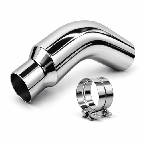 Exhaust Tip Universal 5 to 8 Inch Exhaust Elbow Pipe with Clamp Chrome Fits Car Truck & Diesel Pickup Truck