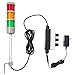 ANDONT 3 Stack Super Bright LED Andon Tower Lights, Red/Yellow/Green, ON-Off-Flash, 16 ft Extension Cord, 6 ft Industrial Adapter, IP65, Plug Play Ready