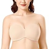 [DELIMIRA] ストラップレスブラ 大きいサイズ 落ちない 肩紐なし ベージュ F75