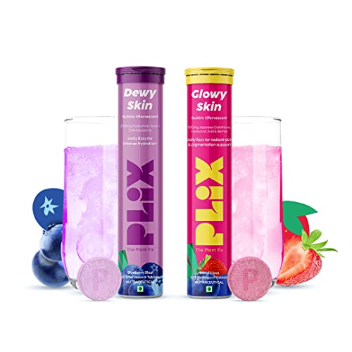 Image of PLIX - THE PLANT FIX Skin Hydration Combo - Hyaluronic Acid And Skin Glow Glutathione 15 Effervescent Tablets Supports Skin Elasticity, Firmness And Dewy Skin, 2 count, 15 capsules