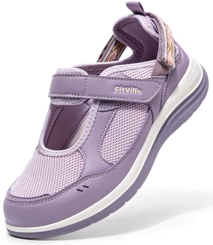 Image of FitVille Diabetic Shoes for Women Extra Wide Diabetic Womens Sandals, Walking Shoes with Adjustable Closures Arch Support, Orthopedic Sandals for Flat Feet Heel Pain Relief,Plantar Fasciitis