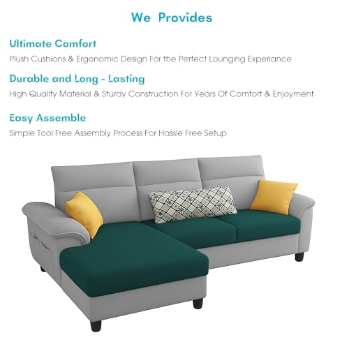 Image of Casaliving Seams LHS 4 Seater L Shape Sofa for Living Room (Pine Grey Fabric) Premium Fabric Sofa