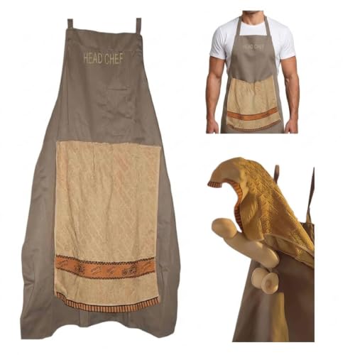 Image of Prank Apron, Funny Hilarious Prank Aprons for Men Adults, With Openable Towel Design & Hidden Pocket, Humorous Washable Novelty Cooking Apron Gifts for Head Chef, Father's Day, Husband, Bbq