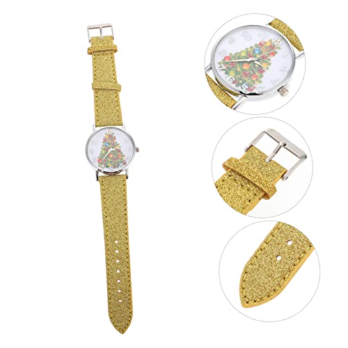 ORFOFE 1 PC Dames Kerstboom Tafel Kerst Decor Jongen Horloge Gift Vrouwen Horloge Glitter Polshorloge The Flash Gifts Xmas Tree Patroon Horloge Studenten Polshorloge Dame Horloge - Afbeelding 6