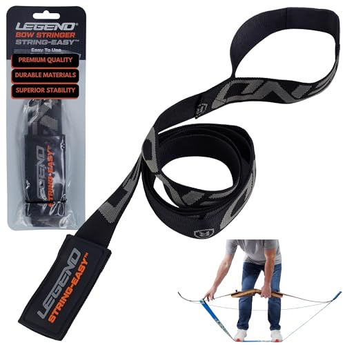 Legend String-Easy Bow Stringer - Archery Stringer for Longbows & Recurve Bows - Limb Tool with High Density Durable Nylon - Non-Slip Anti-Twist Bow String Tool - Bow Destringer Accessories - Black