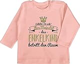 Baby Langarmshirt - Sprüche Baby - Ihre Majestät das Enkelkind betritt den Raum - 12/18 Monate - Babyrosa - babysachen eure Shirts Langarm Tshirt babyshirts Langarmshirts für Baby-mädchen - BZ11