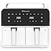 EMtronics 8L Dual Zone Air Fryer 2400W Family Size, 8 Preset Cooking Mode, Match Cook & Smart Finish Functions, 8 Litre - White