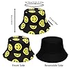 QhgPnt Oasis Bucket Hat, Reversible Double-Sided Festival Hat with Black Smiley Print, Sun Protection Outdoor Hat for Hiking, Fishing, Beach, Travel, and Daily Wear #2