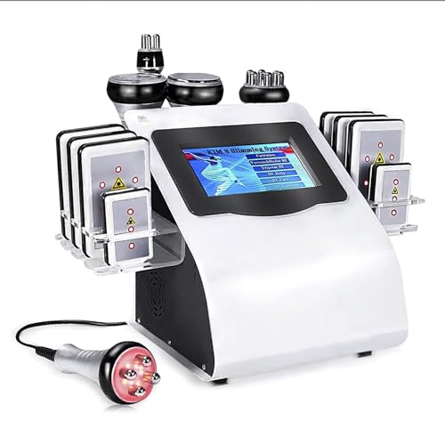 Máquina De Cavitación Para Eliminación De Grasa Corporal 40K, 6 En 1 RF Radiofrecuencia 40K Cavitación Adelgazante Corporal, Pantalla Táctil a Color Fácil De Operar, Bajo Nivel De Ruido Para Uso En El
