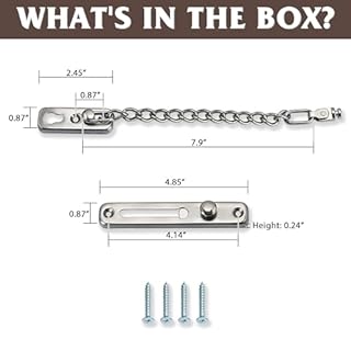 Alise Chain Door Guard Lock,Door Chain Locks with Safety Spring Anti-Theft Press Latch for Inside and Extra Front Door, Brushed Nickel(1 Pack)