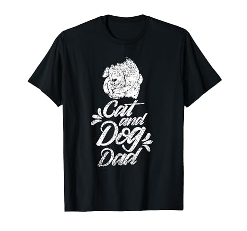 Gato Y Perro Papá Perros Amante Gatos Padre Papa Padre Padre Camiseta