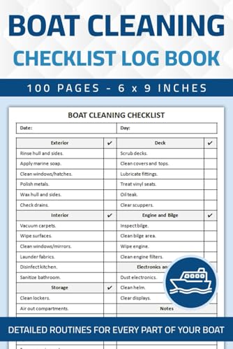 Boat Cleaning Checklist Log Book: Boat Cleaning Check List | Boat Detailing Checklist Logbook
