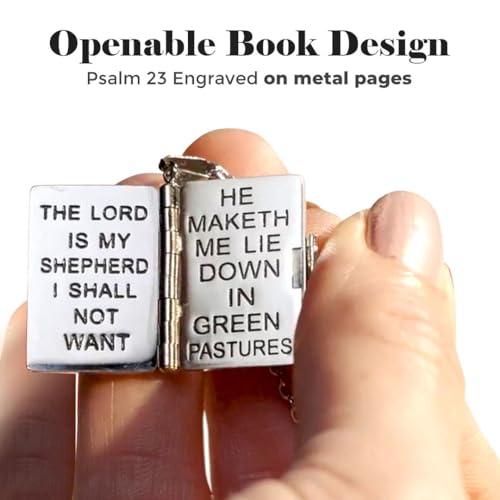 SHOP LC DELIVERING JOY Cross Necklace for Women - Openable Holy Bible Pendant Metal Pages - Bible Necklace for Women Stainless Steel Religious Jewelry Birthday Christian Gifts for Womens 24"4
