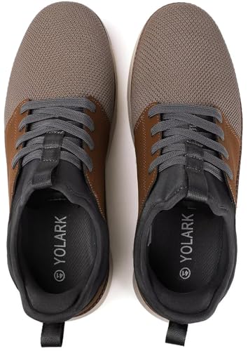 Image of YOLARK Men Casual Dress Shoes Fashion Sneakers Lightweight Breathable Laceless Walking Shoes Gym Tennis Athletic