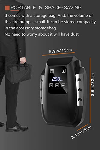 image for sanyi Air Compressor Car Tire Inflator DC 12V Auto Tire Pump with LED 