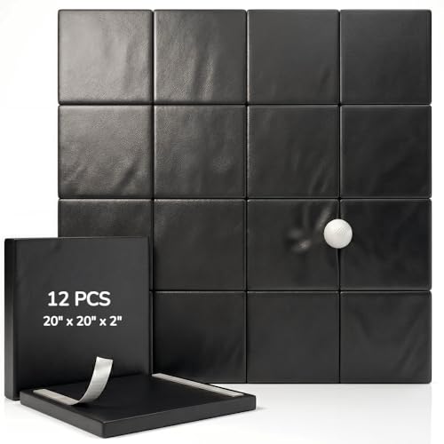 JOHEJOHE 8 PCS Golf Wall Padding Panels 20x20x2 Indoor Golf Simulator Enclosure with High Density Foam Soundproof and Protection Wall Padding for Kids Playrooms Gym or Garage