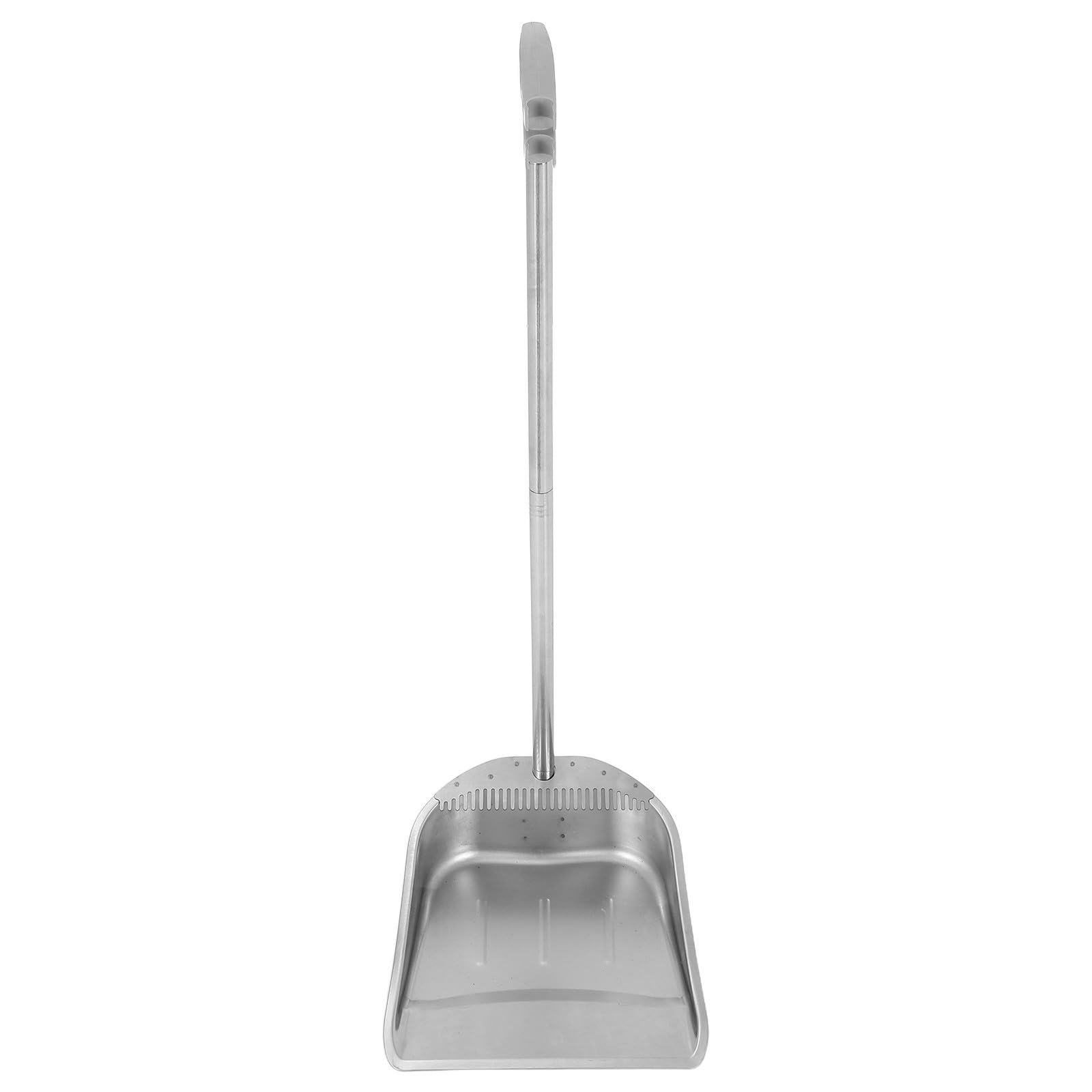 Recogedor de acero inoxidable con mango de 78 cm y borde plano para tiendas