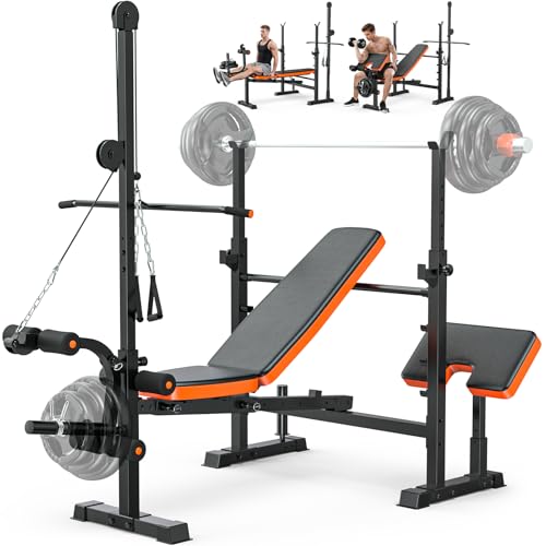 XDDIAS 8-in-1 Olympic Weight Bench Set with LAT Pulldown