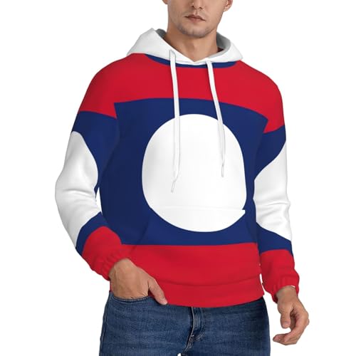 Sweat à capuche drapeau Laos homme EdWal pull anti-pilling sport