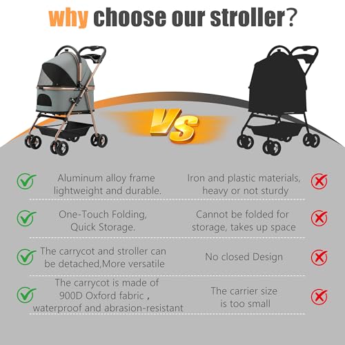 COOLCRAB Pet Stroller with Removable Carrier — view 5