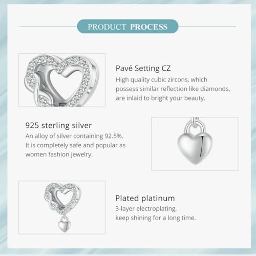Corazón infinito clip charm plata de ley 925 compatible con pulsera de malla Reflections 4