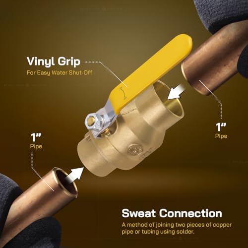Midline Valve 827C223-NL Premium Full Port Ball Valve Brass, x 1 in. SWT, 1 in. SWT x 1 in. SWT