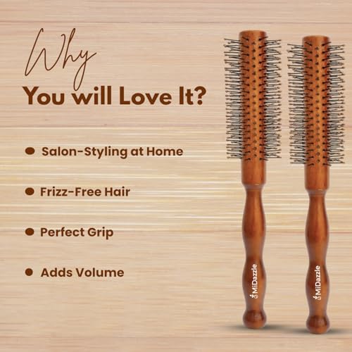 Image of Midazzle Wooden Bold Hair Brush for Women & Men | Natural Wooden Bristles Scalp Massage Comb | Anti-Static, Reduces Frizz & Hair Fall | Detangling Paddle Brush for Thick, Curly & Straight Hair (MIHB0047) (MIHB0044)