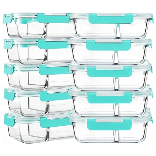 M MCIRCO 10-Pack,30 Oz Glass Meal Prep Containers 2 Compartments