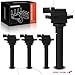 A-Premium Engine Ignition Coil Pack Compatible with Chevrolet Tracker 1999-2004 & Suzuki Aerio, Esteem, Vitara, Grand Vitara, Sidekick, XL-7, Replace# 3341077E20, UF-237, 4-PC Set
