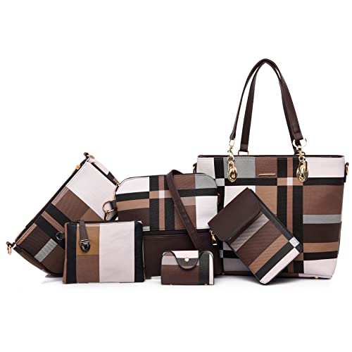 Image of OTMIPIML Purses and Handbags for Women Synthetic Leather Tote Crossbody Bags Satchel Purses Set 6pcs | Set