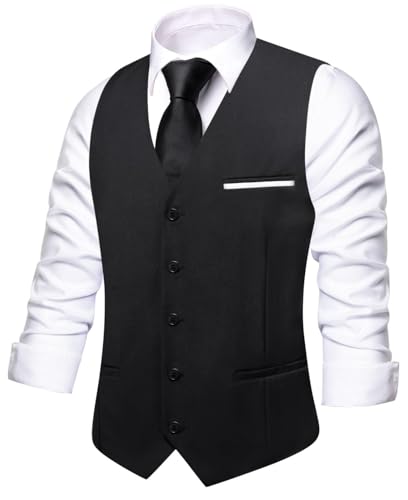 Gilet de costume homme pour mariage et affaires gilet noir cintré XL