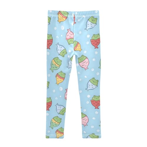 Funny Frog Mermaid Girls Leggings Ultra Soft Compression Yoga Gym Pants for Kids 4-10T2