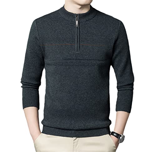 Pull cachemire homme chaud anti-froid coupe ajustée confortable gris
