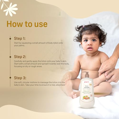 Image of Pigeon Baby Lotion with Marshmallow Root Extract, Carrot Seed Oil, Sweet Almond & Olive Oil - Soothing, Lightweight Moisturizer for Delicate Skin, No Paraben, Sulphate & Alcohol -500 ml