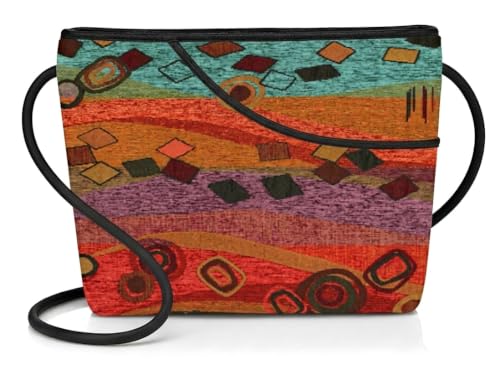 Image of Danny K. Women's Tapestry Zipper Purse Crossbody Handbag, Adjustable Cord, Handmade in USA