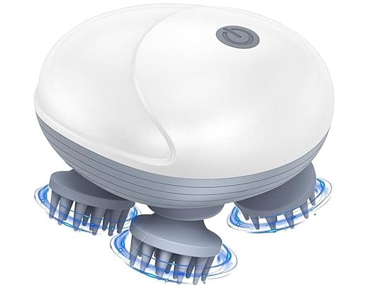 Image of Scalp Massager Electric Head,Scalp Massager Waterproof Multi-Mode Rechargeable Cordless, Soft Silicone & Full-Body Use, 3 Speed Modes, Head Scratcher Massager for Hair Growth,Electric White