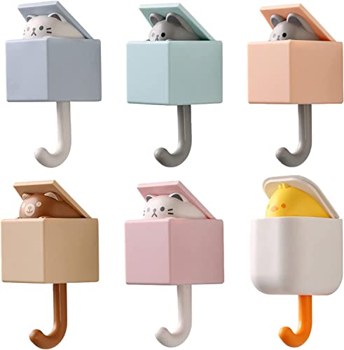 Koomuao 6 Stück Kleiderhaken kinder,Garderobenhaken Kinder,Tier Wasserfest...