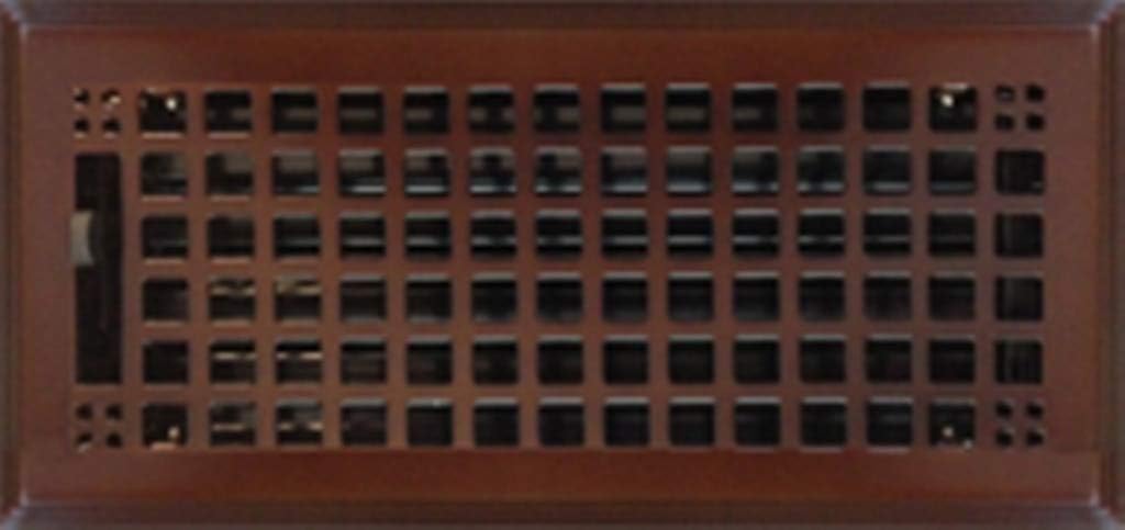 4" x 10" (5.75" x 11.5" Overall) Oil-Rubbed Bronze Mission Register with Damper (HVAC Vent Cover)