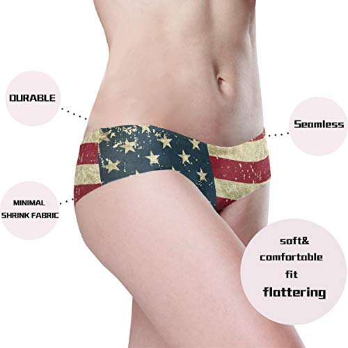 Patriotic Vintage American Flag Womens Seamless Underwear Breathable Stretch Bikini Panties #TOP3