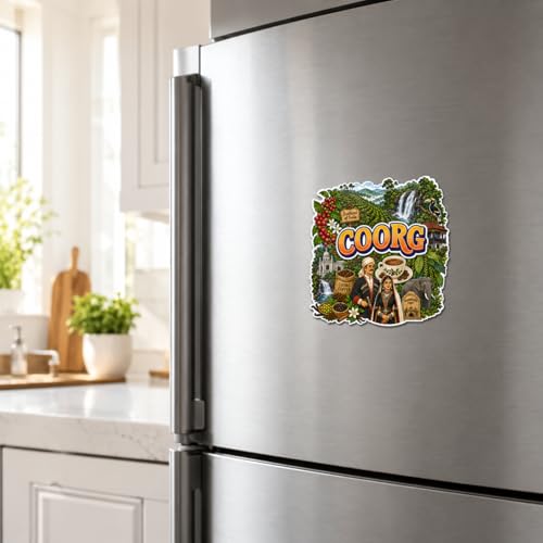 Image of Zesta Wooden Fridge Magnets Set | Refrigerator Decor Magnets for Kitchen | India Souvenir Fridge Magnet Collection | Wooden Magnet for Fridge Door Decoration (Coorg)