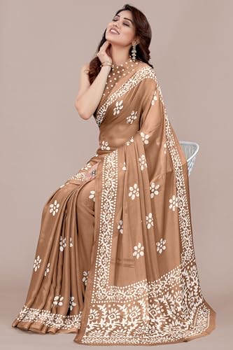Image of MIRCHI FASHION Saree for Woman Chiffon Batik Printed | Lightweight Daily Wear Women's Office Sari with Blouse Piece (Available in 40 Colours)