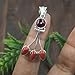 Natural Red Garnet & Coral 925 Sterling Silver Handmade Statment Pendant Necklace Jewelry Gift For Wife Mom