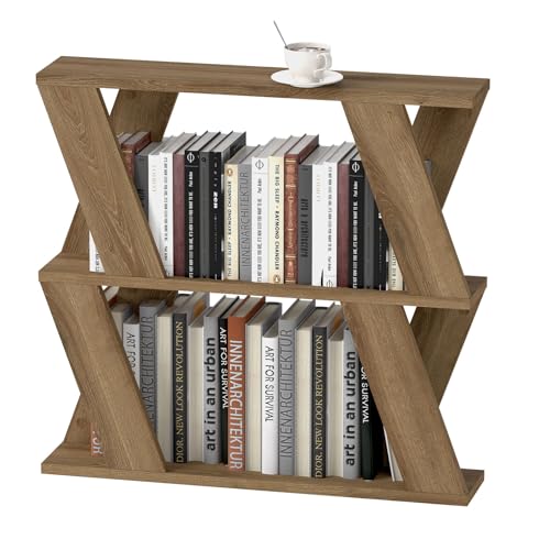 Levede Side Table, 3-Tier End Table, Tall Nightstand, Narrow Wood End Table with Storage Shelves, Sofa Side Table for Bedroom Living Room Bedside Table Home Office, Easy Assembly, Brown