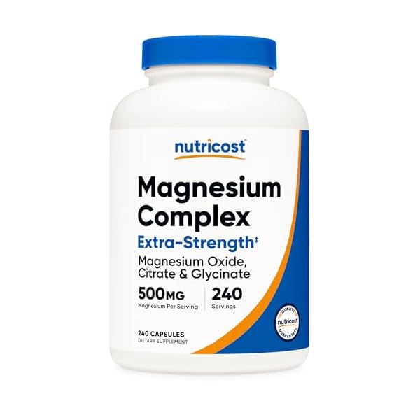 Nutricost Magnesium Complex 500mg, 240 Capsules – Magnesium Oxide, Citrate, and Glycinate – Gluten Free and Non-GMO