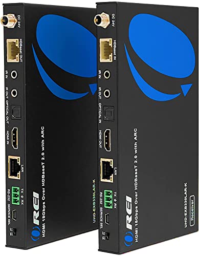 4K ARC HDMI Extender Balun by OREI - HDBaseT UltraHD 4K @ 60Hz 4:4:4 Over Single CAT5e/6/7 Cable with HDR, LAN, CEC, ARC & IR Support, RS-232 - Up to 330 Ft - Audio Out - Power Over Cable - LAN Out